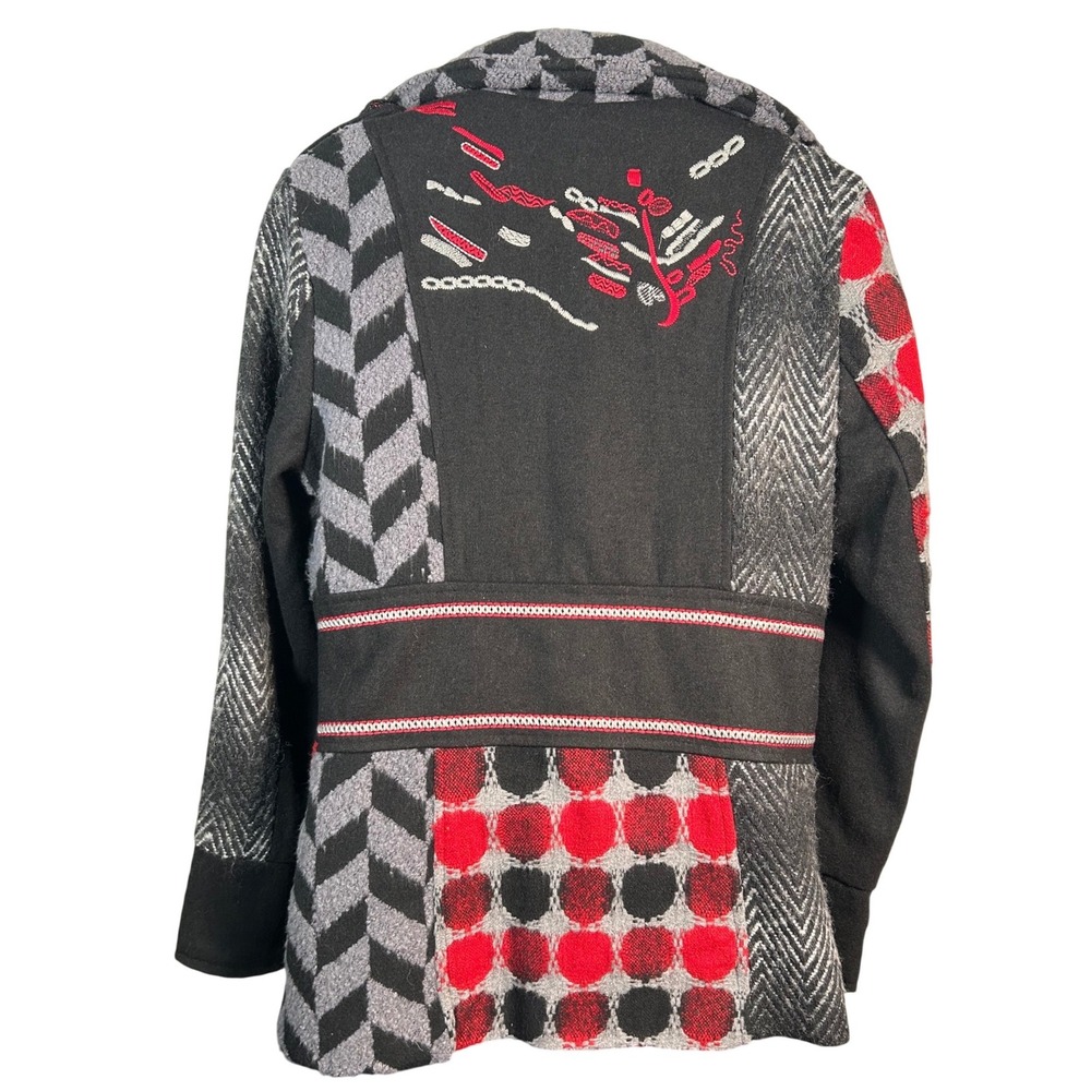 Mirror Image Patchwork Jacket Sz Medium Red Black… - image 3